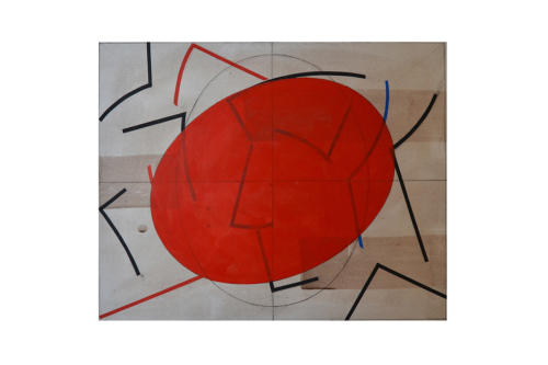 Da Boccioni - Rosso 2020  collage e tempera all'uovo su carta cm. 56 x 52  