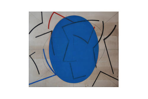 Da Boccioni - Blu  2020 collage e tempera all'uovo su carta  cm. 56 x 52